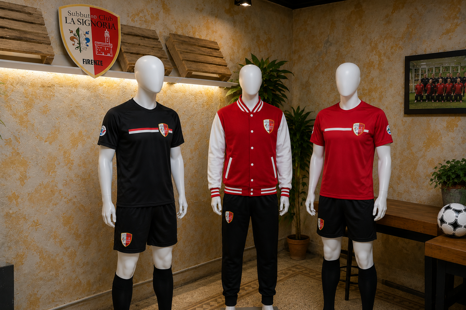 Maglie ufficiali biancorosse del Subbuteo Club La Signoria
